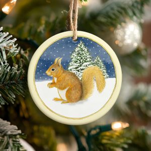 red squirrel hanging christmas tree decoration