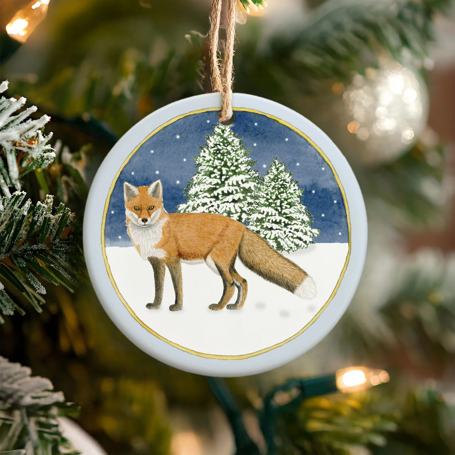 red fox hanging christmas tree decoration
