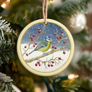 bluetit hanging christmas tree decoration