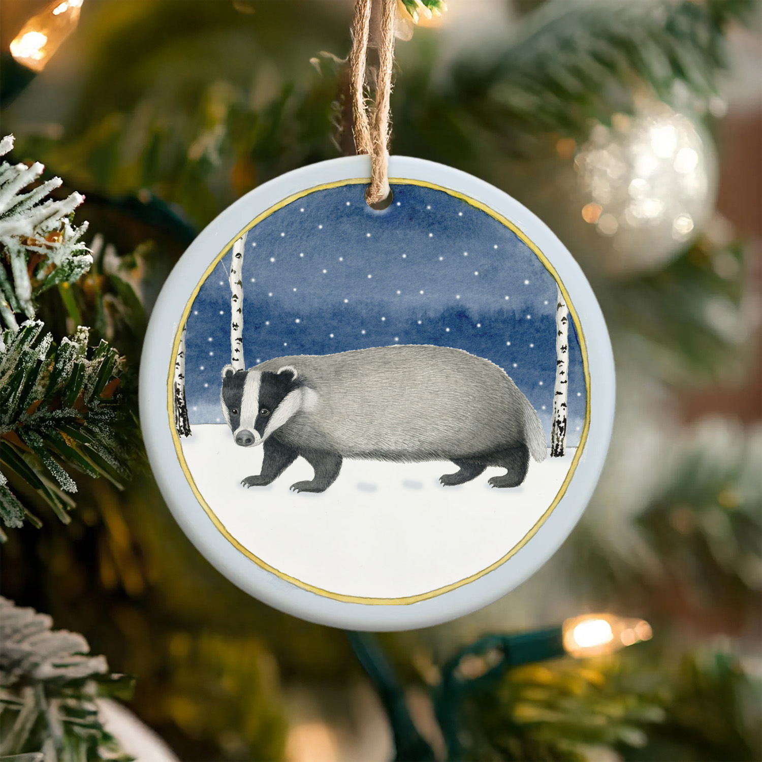 badger hanging christmas tree decoration