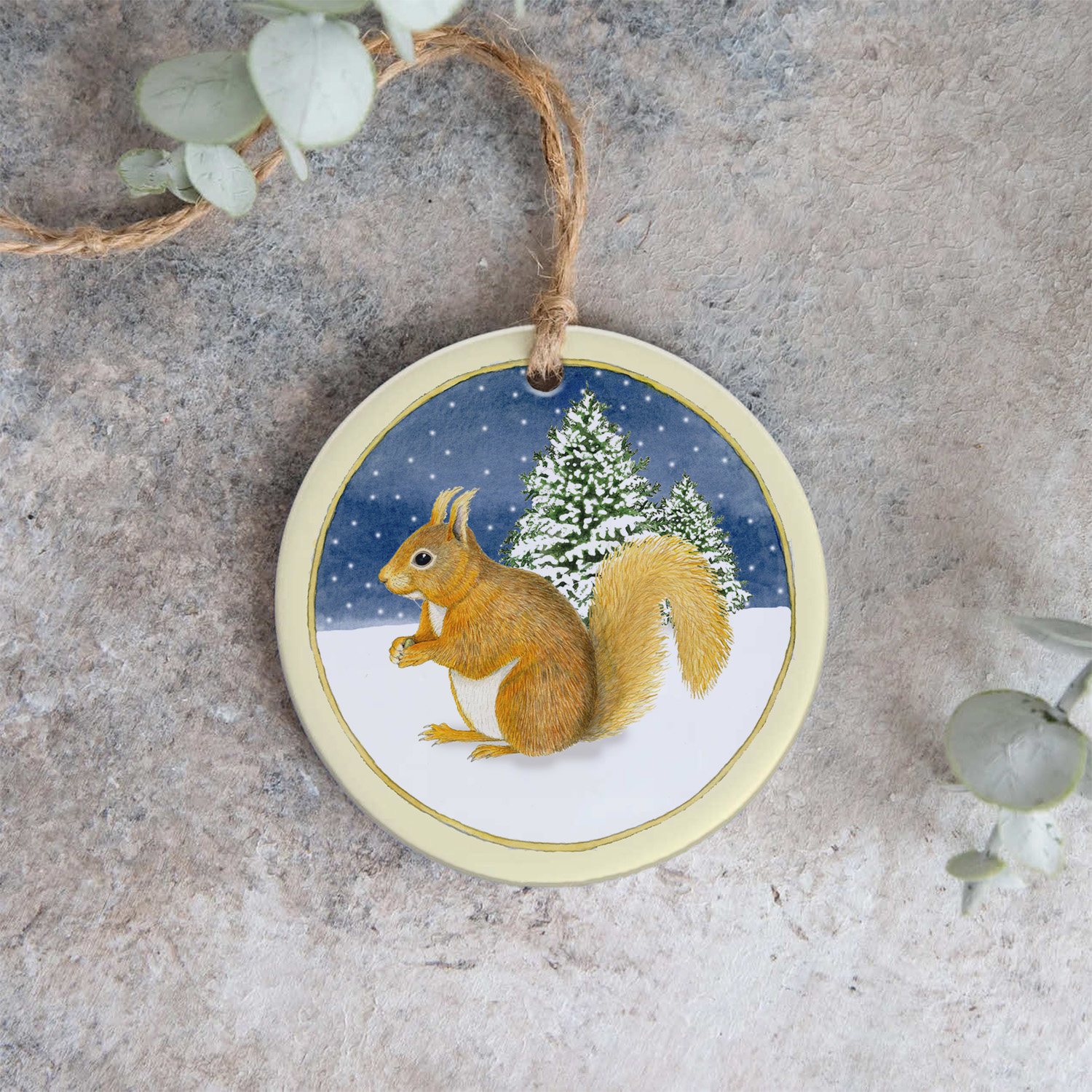 red squirrel hanging christmas tree decoration