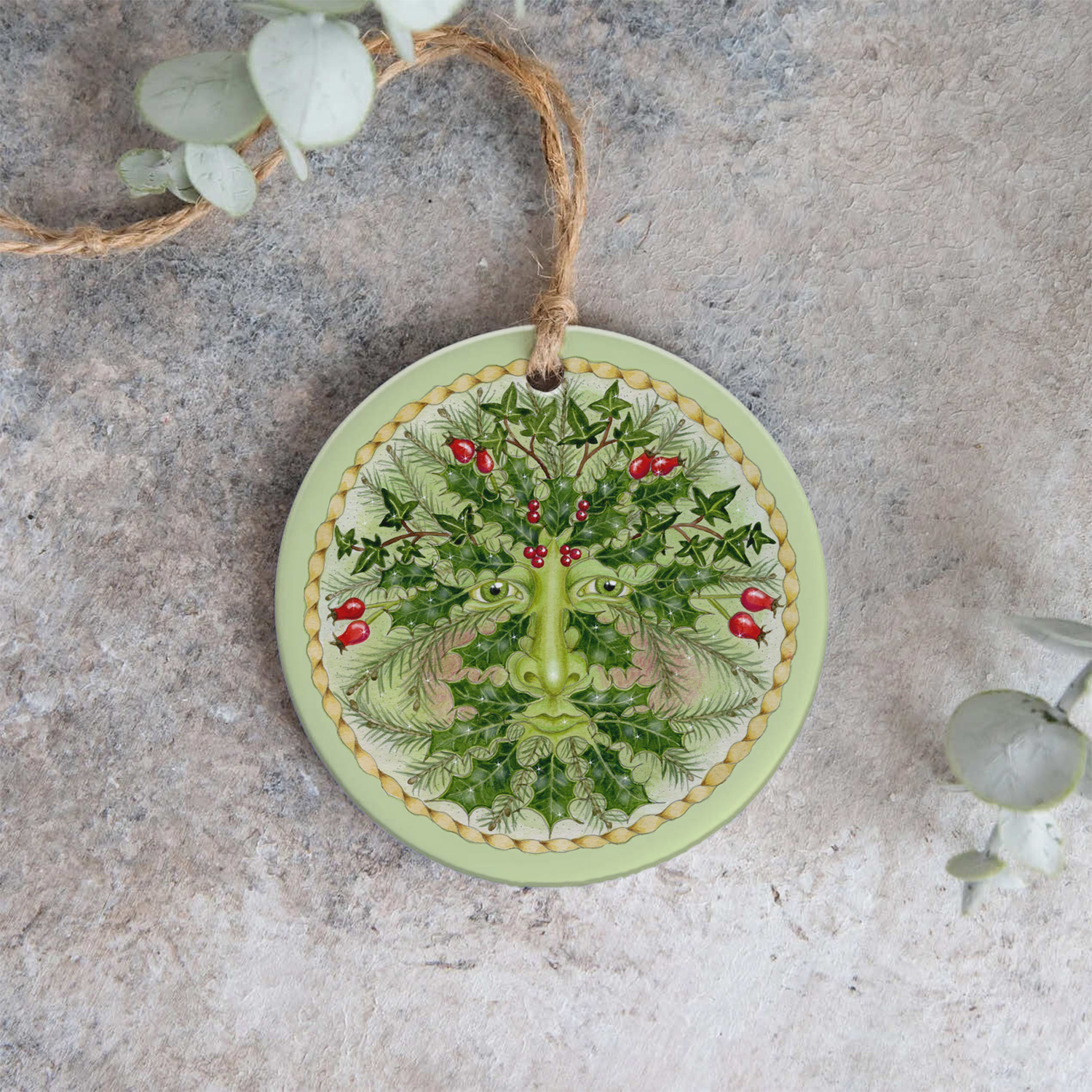 Green Man hanging christmas tree decoration