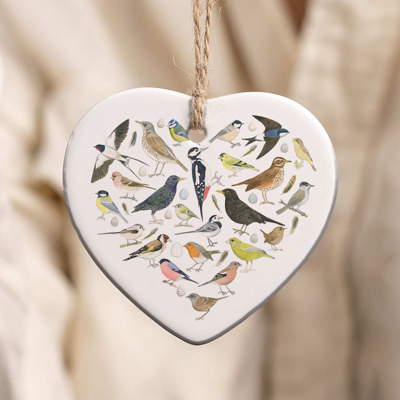 Ceramic hanging ornament love birds