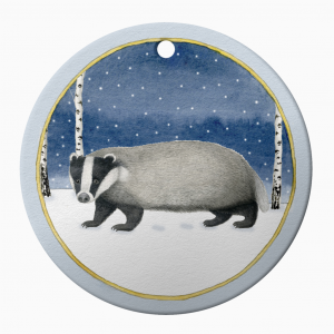 Ceramic Ornament Badger Hanging Christmas Bauble