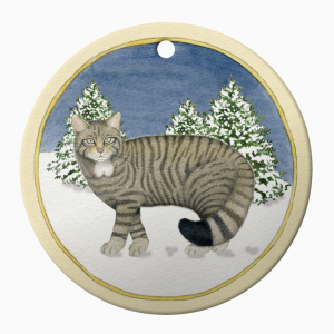 Ceramic Ornament Wild Cat Hanging Christmas Bauble