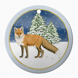 Ceramic Ornament Red Fox Hanging Ceramic Christmas Bauble Ornament