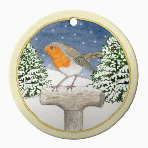 Ceramic Ornament Robin Hanging Christmas Bauble