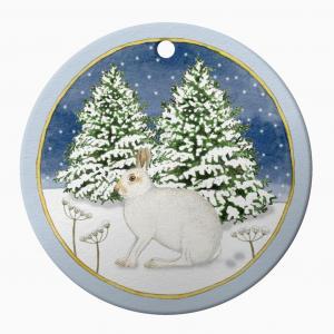 Ceramic Ornament Mountain Hare Hanging Christmas Bauble