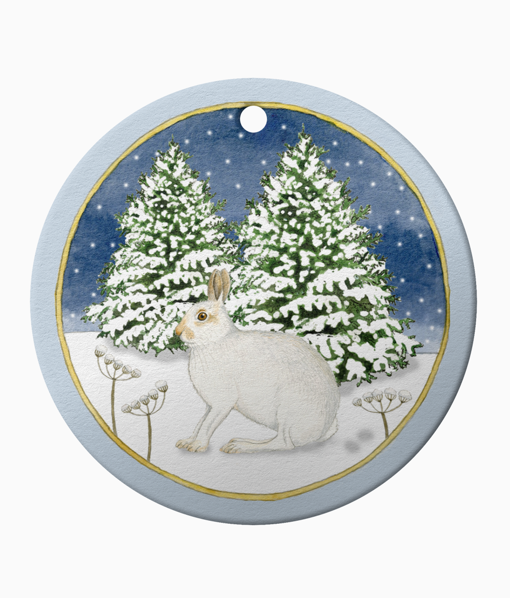 Ceramic Ornament Mountain Hare Hanging Christmas Bauble - Image 5