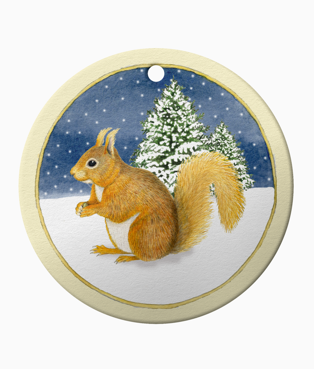 Ceramic Ornament Red Squirrel Hanging Ceramic Christmas Bauble Ornament - Image 2