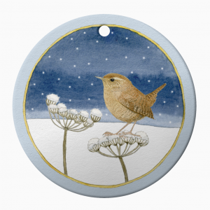 Ceramic Ornament Wren Hanging Christmas Bauble